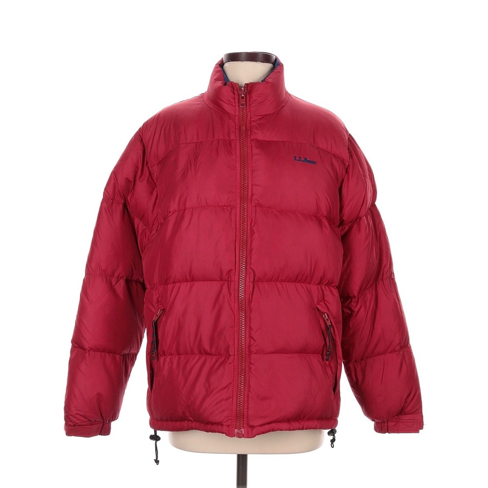 LL Bean Red Vintage Insulated Puffer Jacket Medium Zip Gorpcore Outdoors Classic
